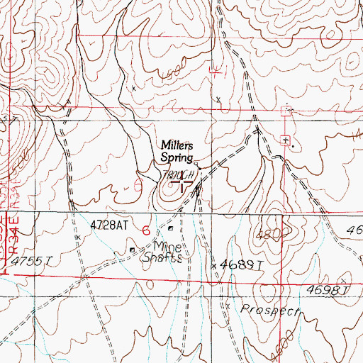 Topographic Map of Millers Cabin, NV