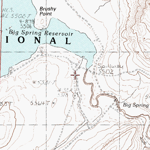 Topographic Map of Big Spring Reservoir Dam, NV