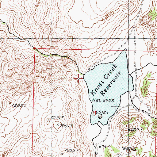Topographic Map of Knott Creek Reservoir Dam, NV