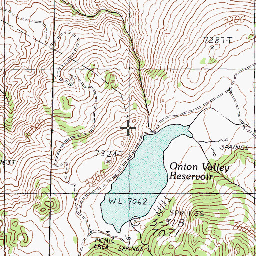 Topographic Map of Onion Valley Dam, NV