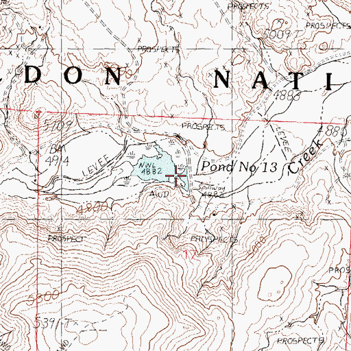 Topographic Map of Virgin Valley Reservoir Dam, NV