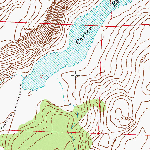 Topographic Map of Carter Reservoir Dam, NV