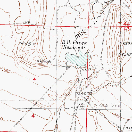 Topographic Map of Bilk Creek Reservoir Dam, NV
