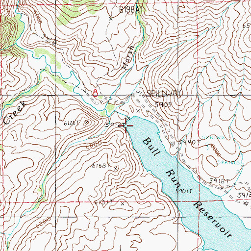 Topographic Map of Bull Run Dam, NV