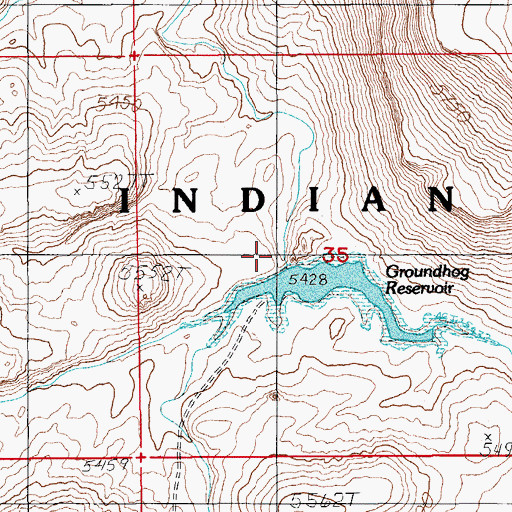 Topographic Map of Groundhog Reservoir Dam, NV