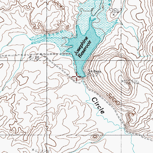 Topographic Map of Josephine Reservoir Dam, NV