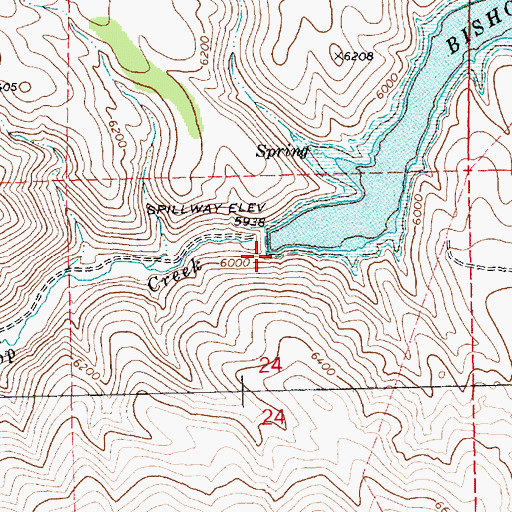 Topographic Map of Bishop Creek Dam, NV