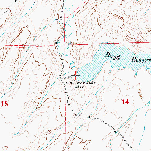Topographic Map of Boyd Reservoir Dam, NV