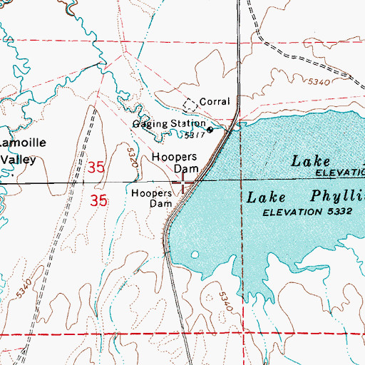 Topographic Map of John Day Reservoir Dam, NV