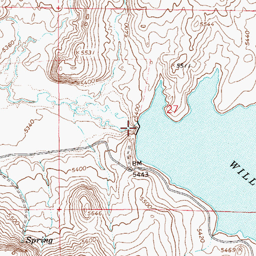 Topographic Map of Willow Creek Dam, NV