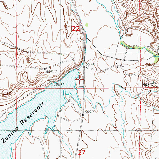 Topographic Map of Zunino Reservoir Dam, NV