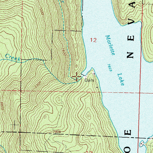 Topographic Map of Marlette Lake Dam, NV