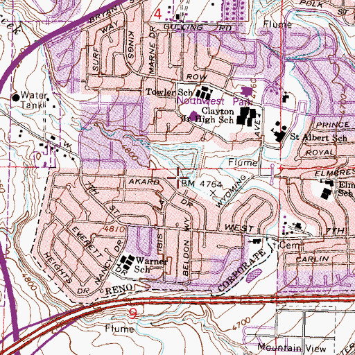 Topographic Map of Lower Peavine Creek Dam, NV