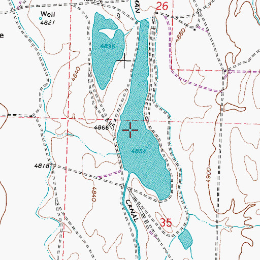 Topographic Map of Dangberg Reservoir Number Four, NV