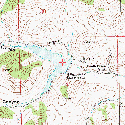 Topographic Map of Smith Creek Dam, NV