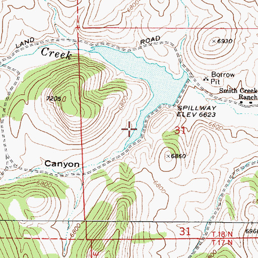 Topographic Map of Smith Creek Reservoir, NV
