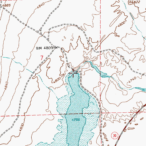 Topographic Map of Dake Reservoir Dam, NV