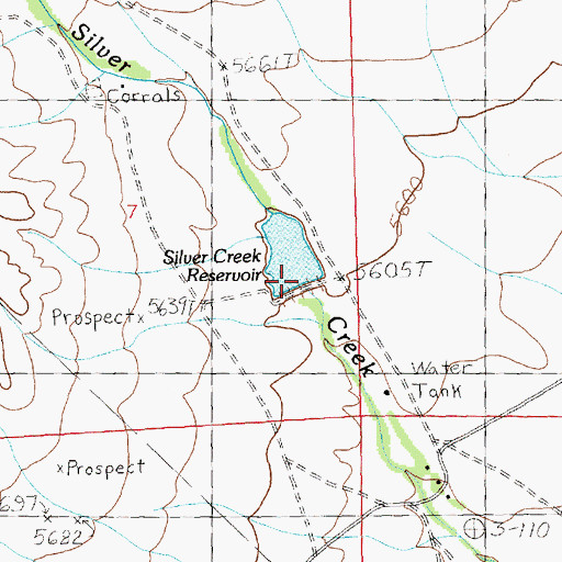 Topographic Map of Silver Creek Dam, NV