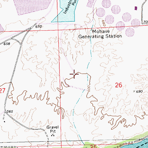 Topographic Map of Mohave Generating Station Reservoir, NV