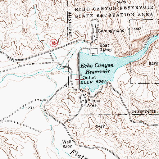 Topographic Map of Echo Canyon Dam, NV