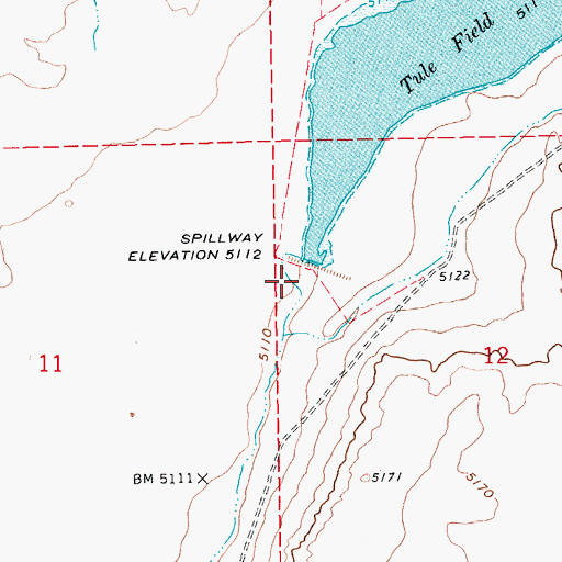 Topographic Map of Tule Field Reservoir Dam, NV