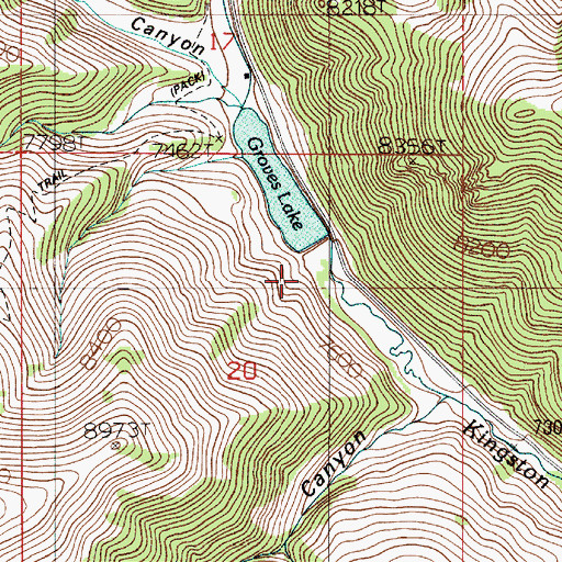 Topographic Map of Kingston Canyon Dam, NV