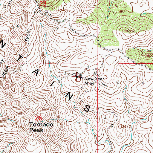 Topographic Map of New Year Mine, AZ
