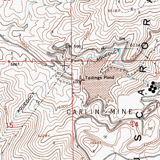 Topographic Map of Carlin Mine Dam, NV