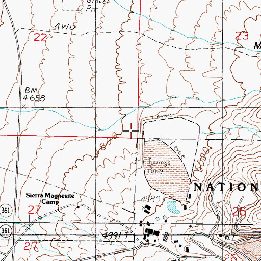 Topographic Map of Nevada Works Basic Dam, NV