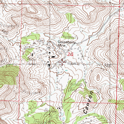 Topographic Map of Gooseberry Tailings Reservoir, NV