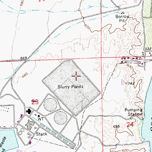Topographic Map of Evaporation Pond Number Two Dam, NV