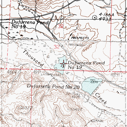 Topographic Map of Dufurrena Pond Number 19 Dam, NV