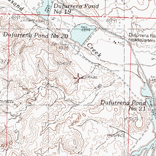 Topographic Map of Dufurrena Pond Number 20 Dam, NV