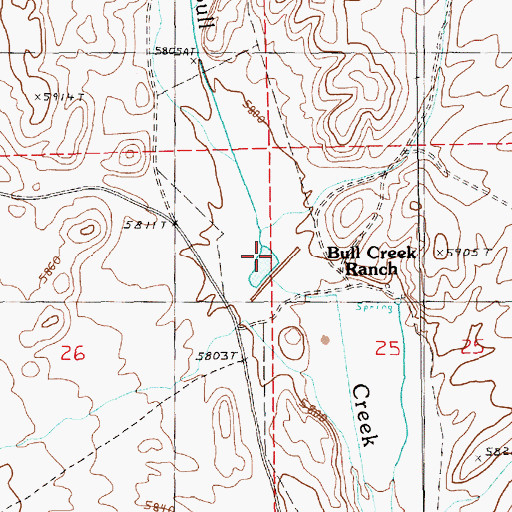 Topographic Map of Bull Creek Dam Number Two, NV