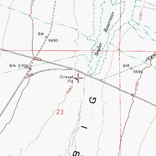 Topographic Map of Seyler Reservoir Dam, NV