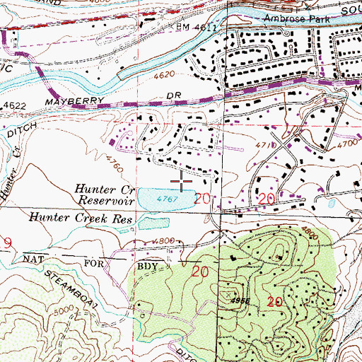 Topographic Map of Hunter Creek Dam, NV