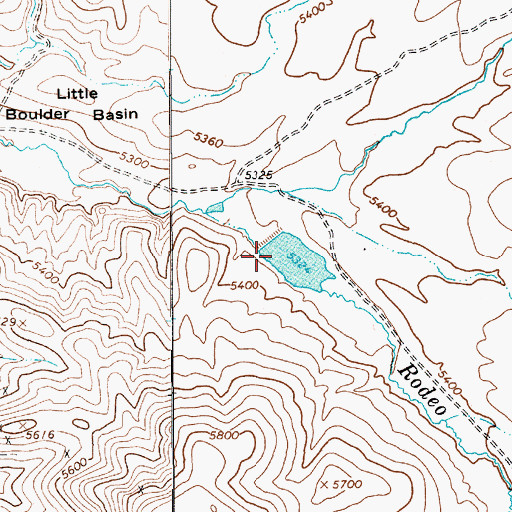 Topographic Map of Rodeo Reservoir Dam, NV