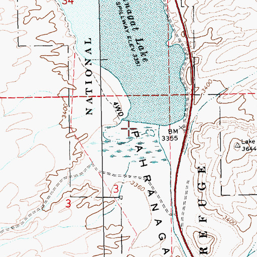 Topographic Map of Upper Pahranagat Dam, NV