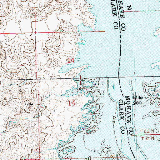 Topographic Map of Dead Elephant Cove, NV