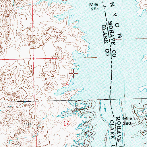 Topographic Map of Cholla Cove, NV