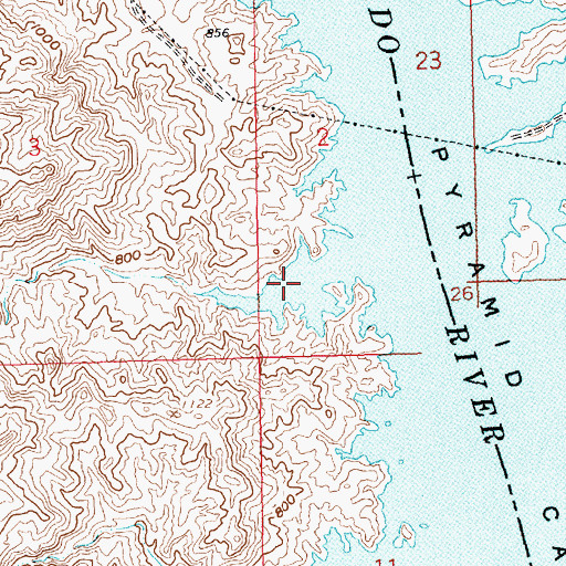 Topographic Map of Rams Head Cove, NV