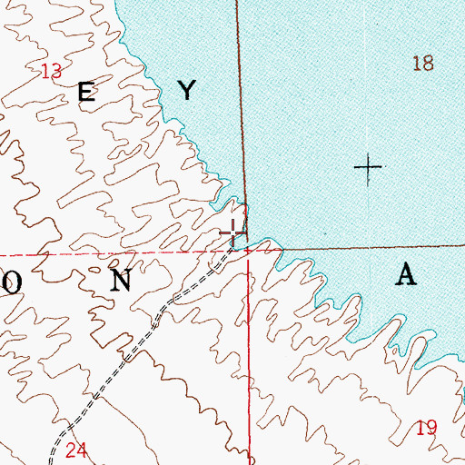 Topographic Map of Nine Mile Coves, NV