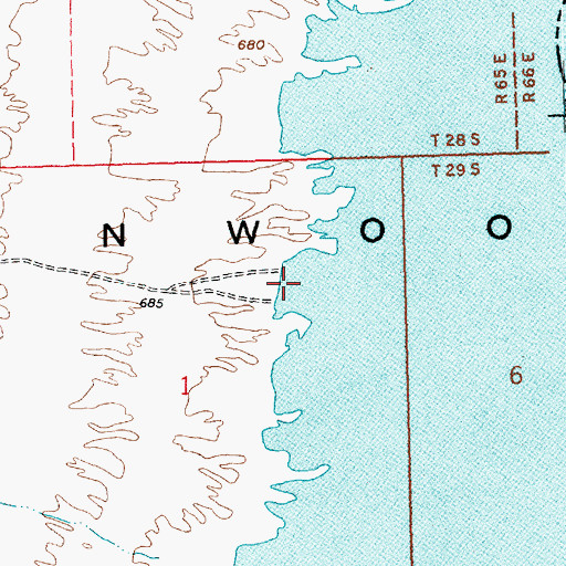 Topographic Map of Six Mile Cove, NV