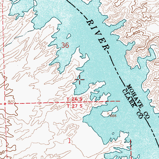 Topographic Map of Lookout Cove, NV