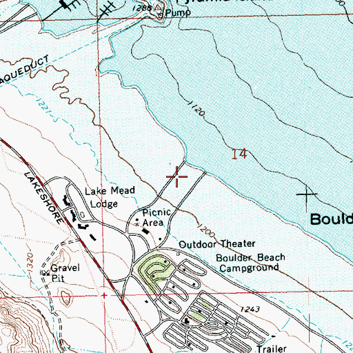 Topographic Map of Swim Beach, NV