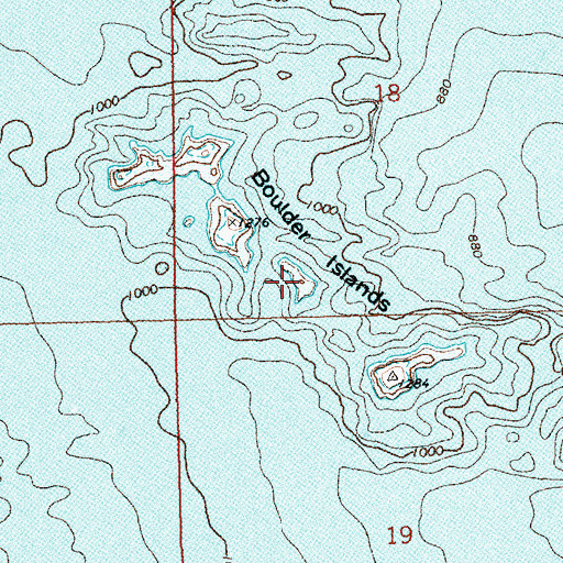 Topographic Map of Little Boulder Island, NV