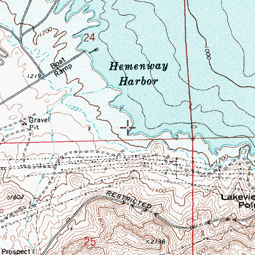 Topographic Map of Horsepower Cove, NV