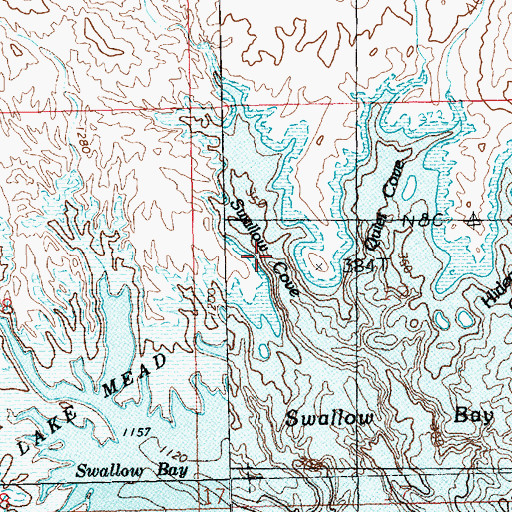 Topographic Map of Swallow Cove, NV