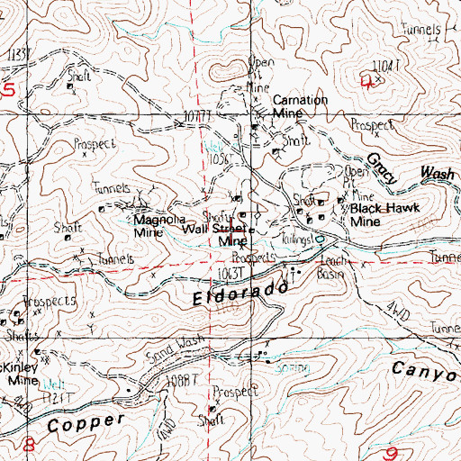 Topographic Map of Wall Street Mine, NV