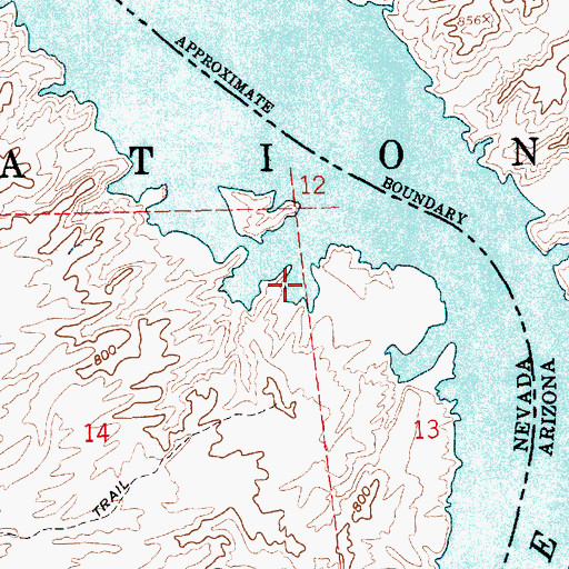 Topographic Map of Fire Mountain Cove, NV